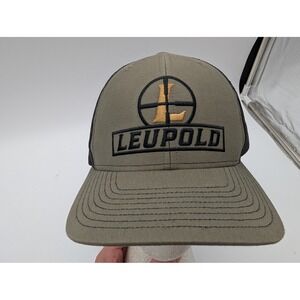 Leupold Trucker Hat Mens Olive Green Black Mesh Snapback Logo Cap Adjustable